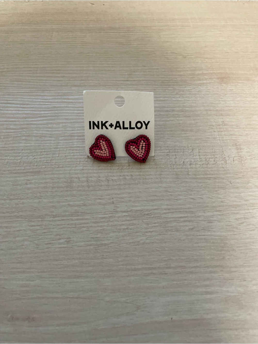 INK+ALLOY Pink Beaded Heart Stud Earrings